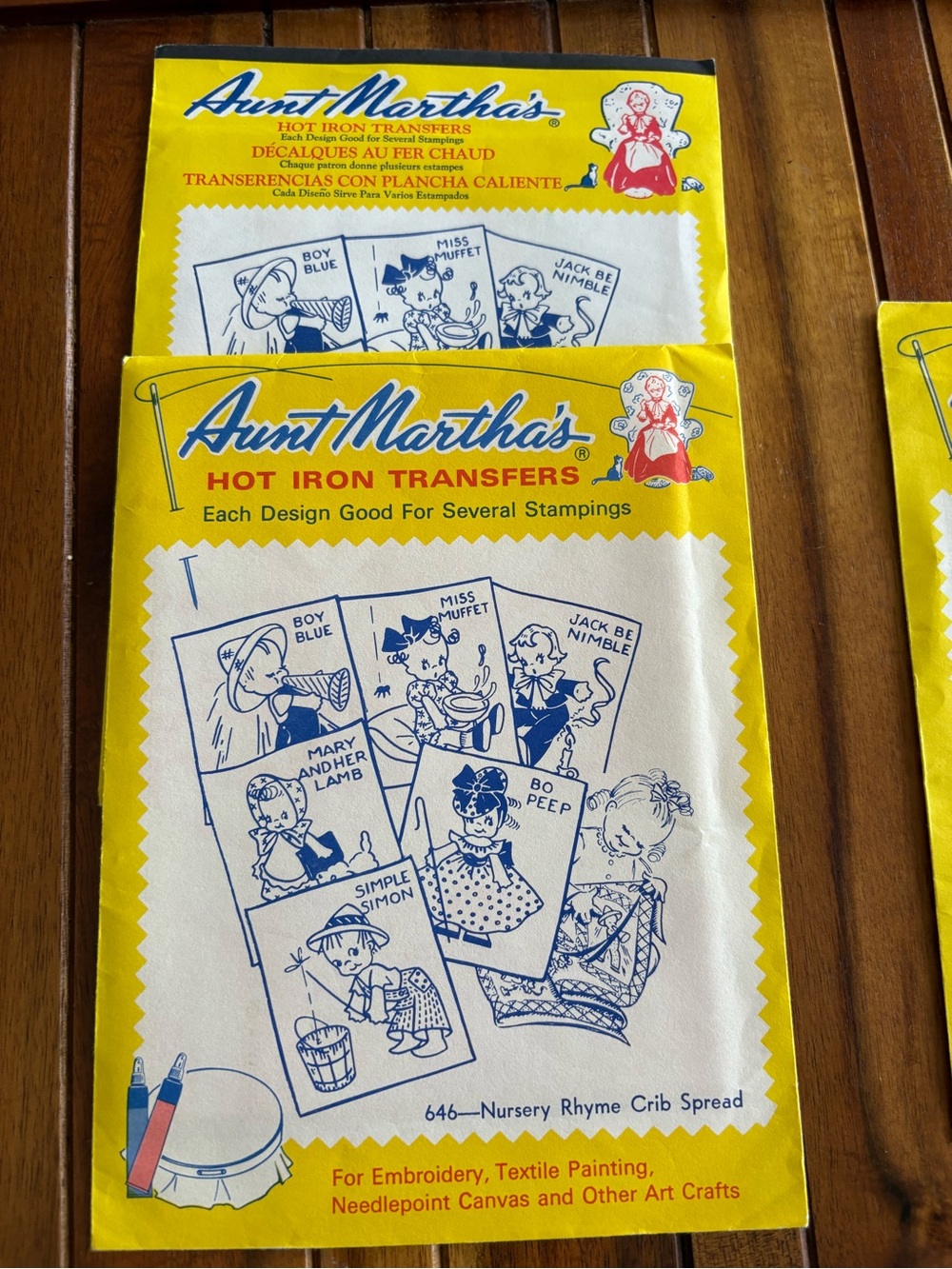 Vintage Aunt Martha’s 646 Nursery Rhyme Crib Spread hot iron embroidery transfer